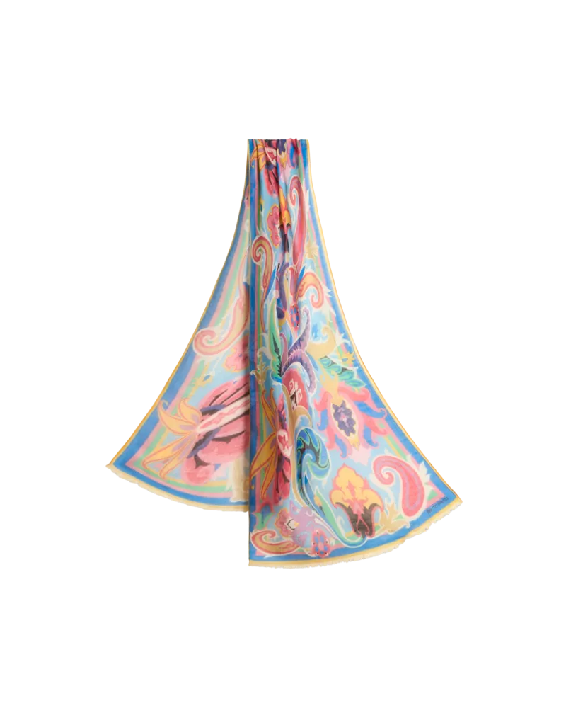 Etro Schal Aus Einer Seidenmischung Mit Blumenmotiv, Damen, Multicolor Multicolor