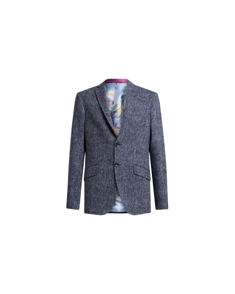 Etro Einreihiger Blazer Aus Wolle In Jacquard, Herren, Blau, Größe Blau