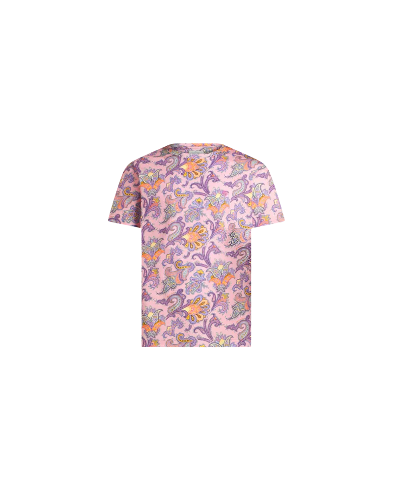 Etro Baumwoll-t-shirt Mit Paisleymuster Und Maxiblumen, Herren, Rosa, Größe Rosa