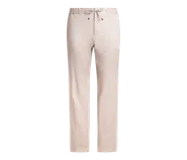 Jogginghose Aus Twill In Einer Geflammten Leinenmischung, Herren, Beige, Größe