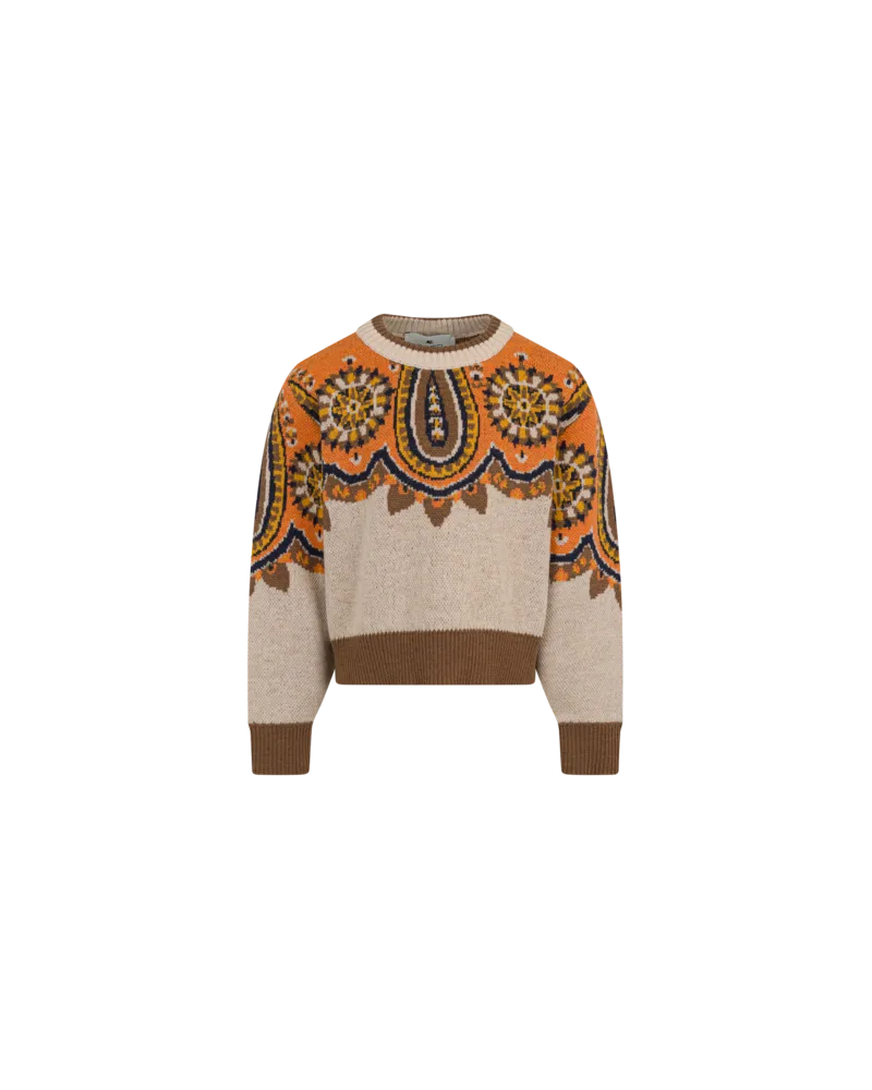 Etro Pullover Aus Wolle Mit Floralem Paisleymuster, Braun, Größe Braun