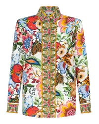 Etro Hemdbluse Aus Crêpe De Chine Mit Bouquet-druck, Multicolor Multicolor