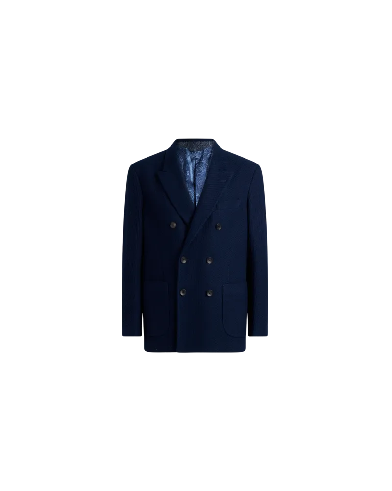 Etro Zweireihiger Blazer Aus Baumwolle, Herren, Blau, Größe Blau