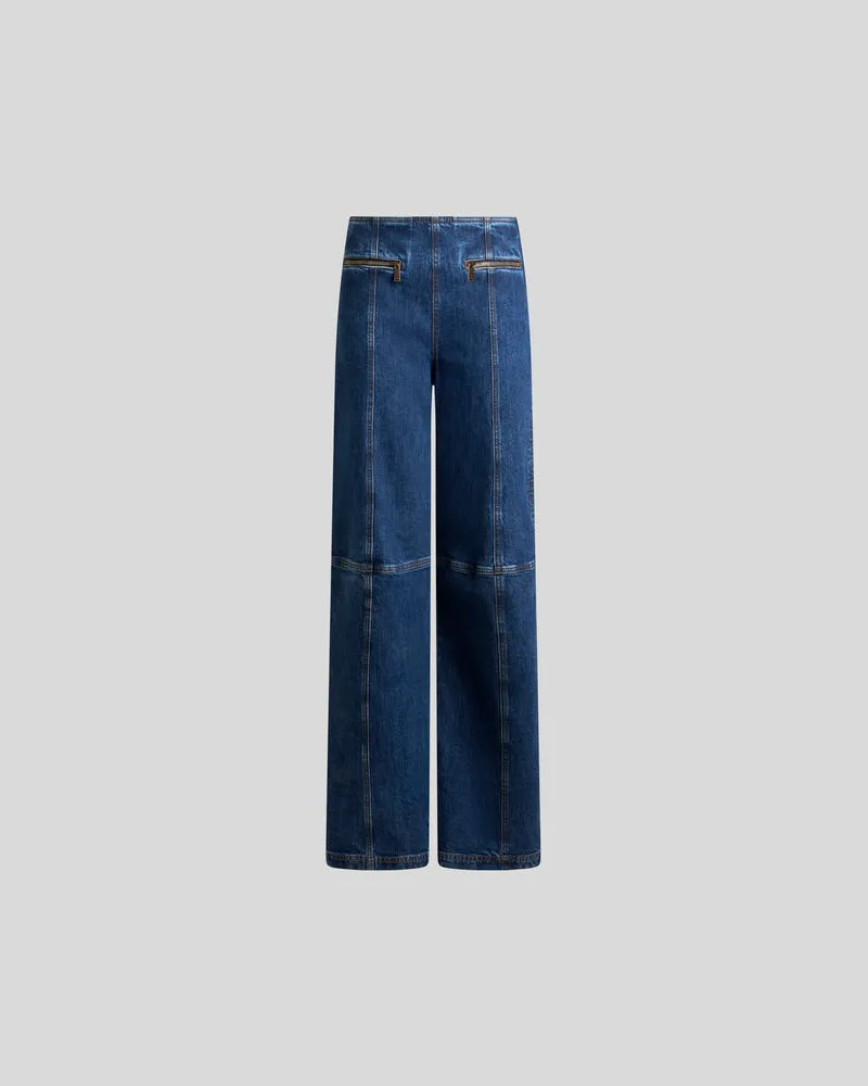 Etro Jeans Aus Denim Mit Gesticktem Pegaso-logo, Damen, Blau, Größe Blau