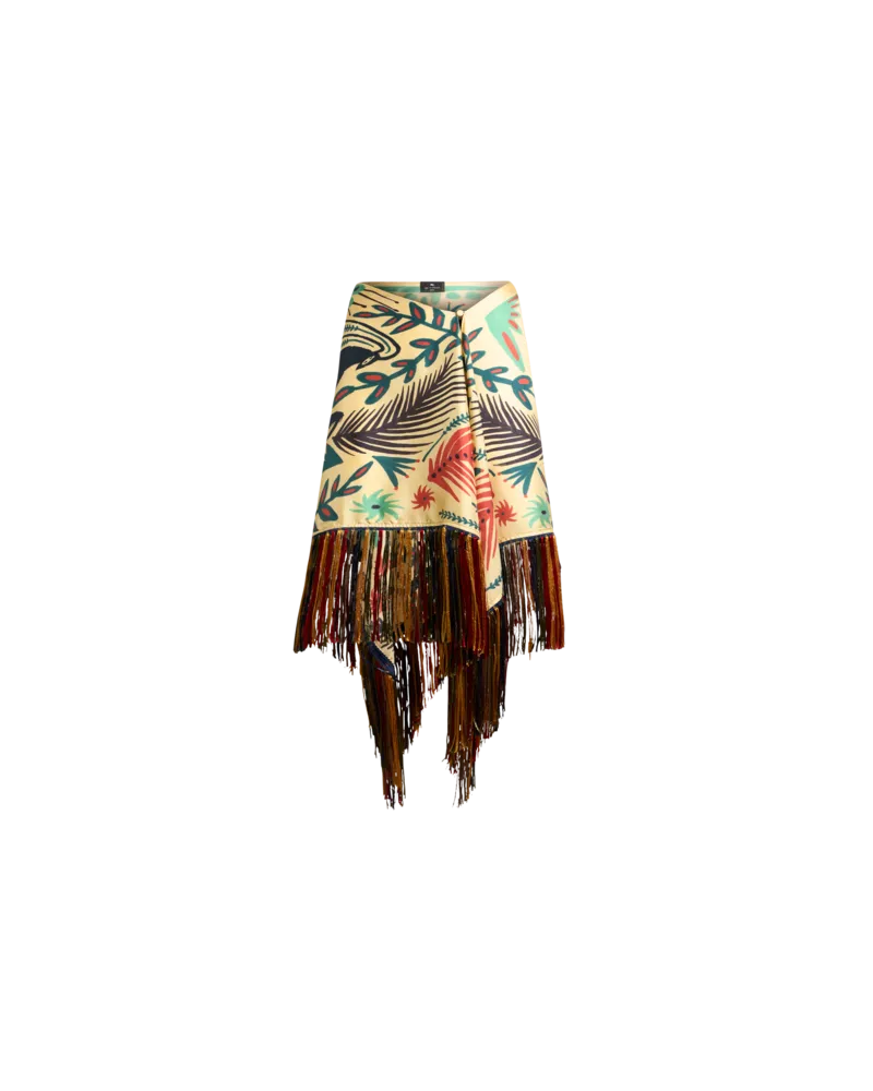 Etro Pareo Aus Seide Mit Fransen Und Platziertem Print Etro X Tabby Booth, Damen, Beige, Größe Beige