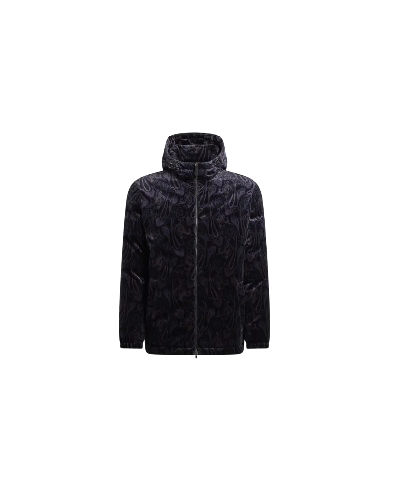 Etro Daunenjacke Aus Baumwollsamt Mit Paisley-motiv, Herren, Blau, Größe Blau
