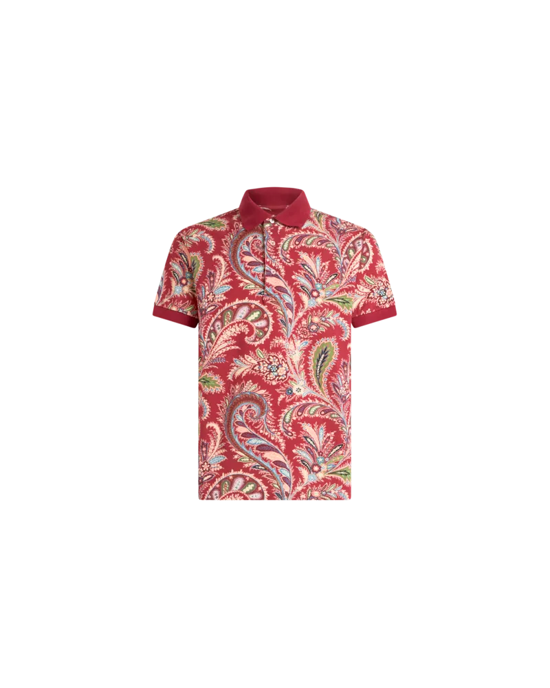 Etro Poloshirt Aus Baumwolle Mit Floralem Paisleymuster, Herren, Bordeaux, Größe Bordeaux
