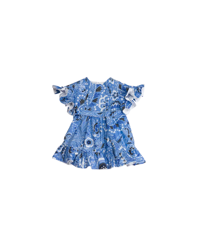 Etro Kleid Mit Volant Und Monochromem Paisleymuster Für Babys, Hellblau Hellblau