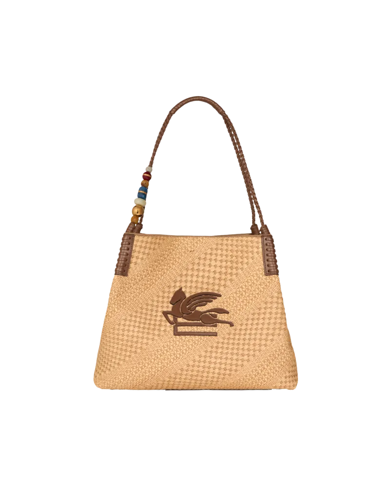 Etro Shopper Libra Mittelgross Aus Bast, Damen, Hellbraun Hellbraun