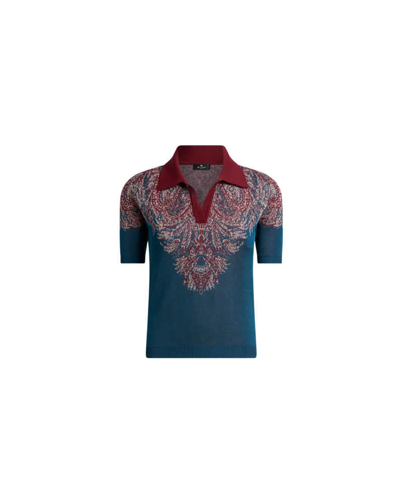 Etro Poloshirt Aus Jacquard-strickstoff Mit Paisleymotiv, Damen, Hellblau, Größe Hellblau
