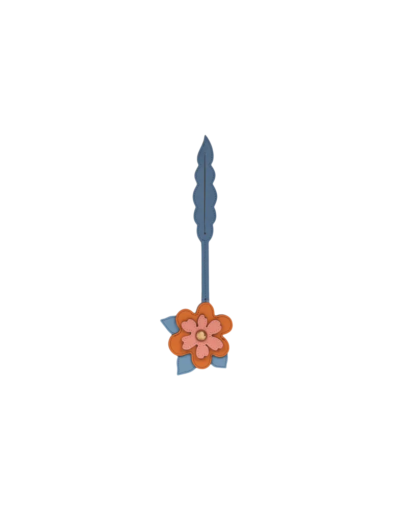 Etro Full-grain Leather Flower Charm, Damen, Hellblau Hellblau