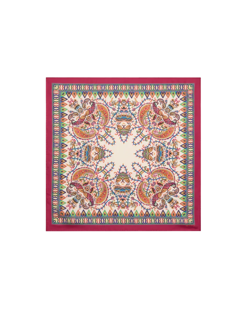 Etro Tuch Aus Seide Mit Floralem Paisley-motiv Und Medaillons, Damen, Bordeaux Bordeaux