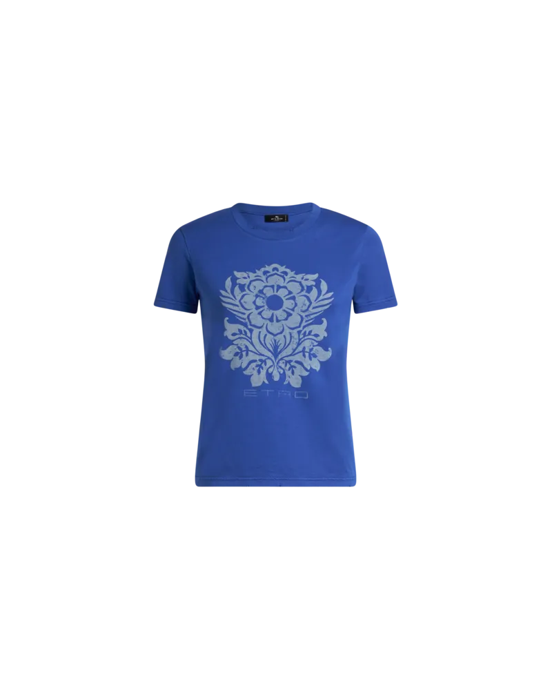 Etro T-shirt Aus Jersey Mit Blumen-print, Elektroblau, Größe Elektroblau