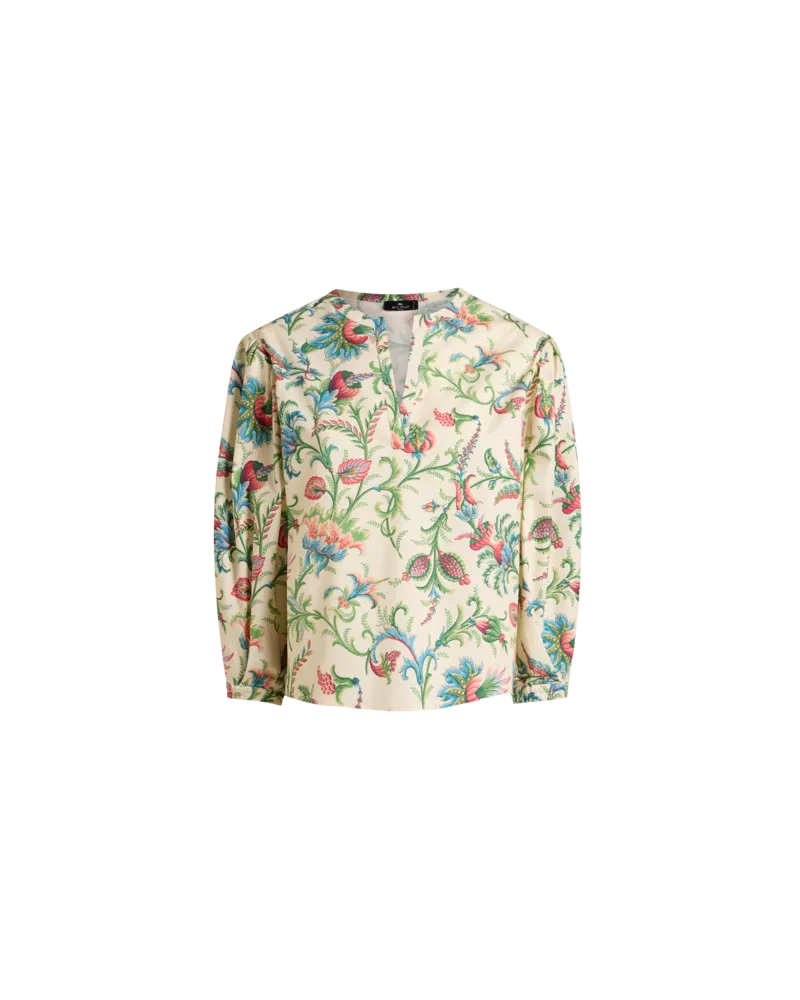 Etro Bluse Aus Baumwolle Mit Floralem Motiv, Damen, Cremefarben, Größe Cremefarben