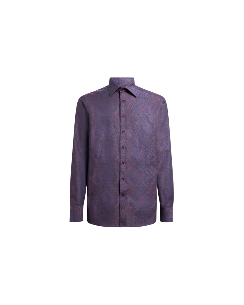 Etro Jacquard-hemd Aus Baumwolle Mit Ornamentalem Motiv, Herren, Violett, Größe Violett