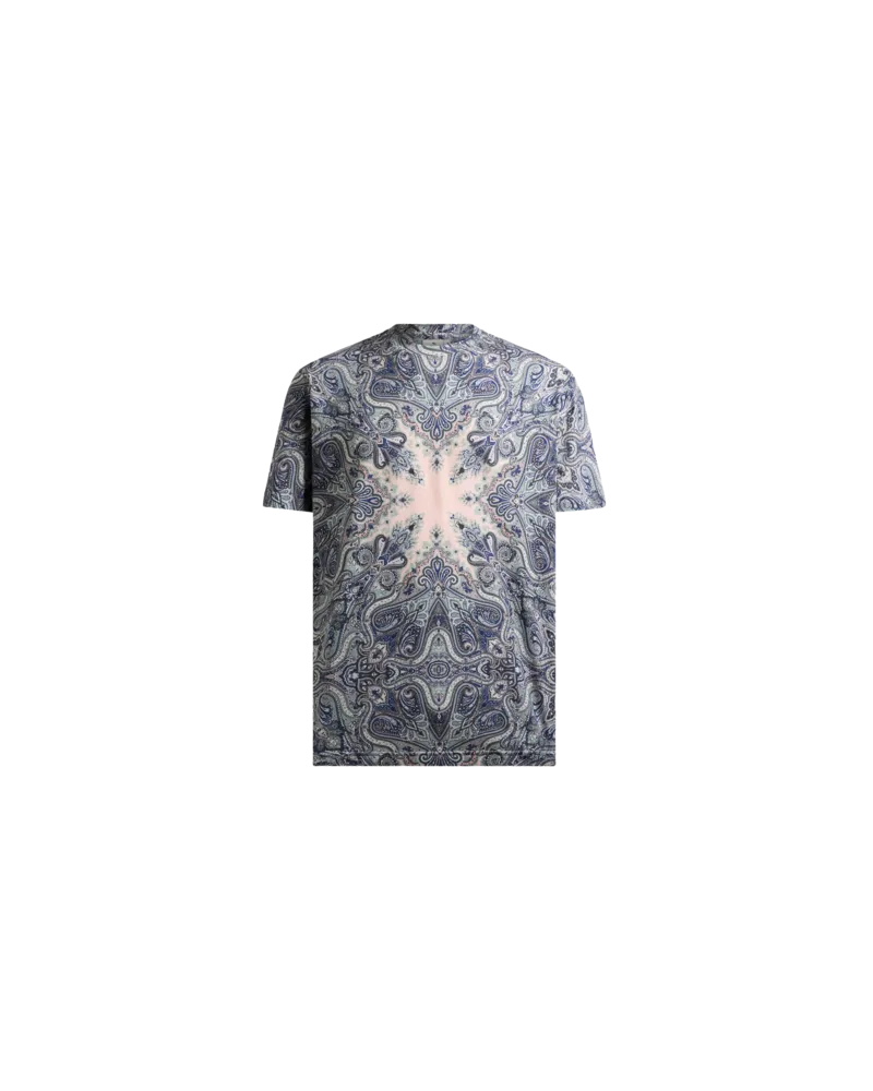 Etro T-shirt Aus Baumwolle Mit Paisley-pochette-motiv, Herren, Hellblau, Größe Hellblau