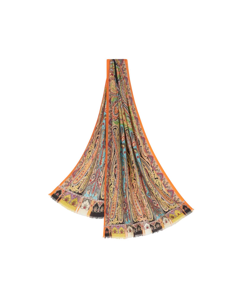 Etro Schal Mit Fransen Und Paisleymotiv, Damen, Schwarz Schwarz