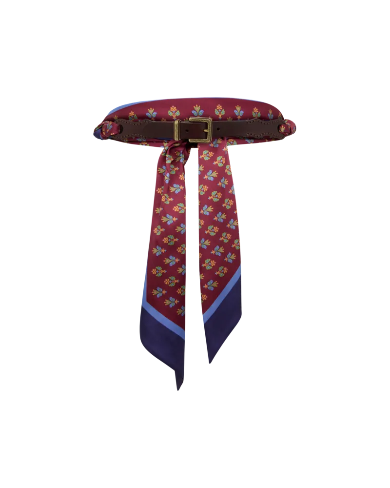 Etro Gürtel Aus Leder Mit Bedrucktem Foulard, Damen, Blau, Größe Blau