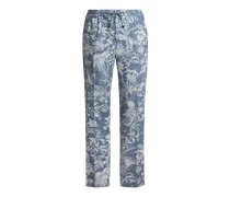 Jacquard-jogginghose Aus Baumwolle Mit Floralem Motiv, Herren, Hellblau, Größe