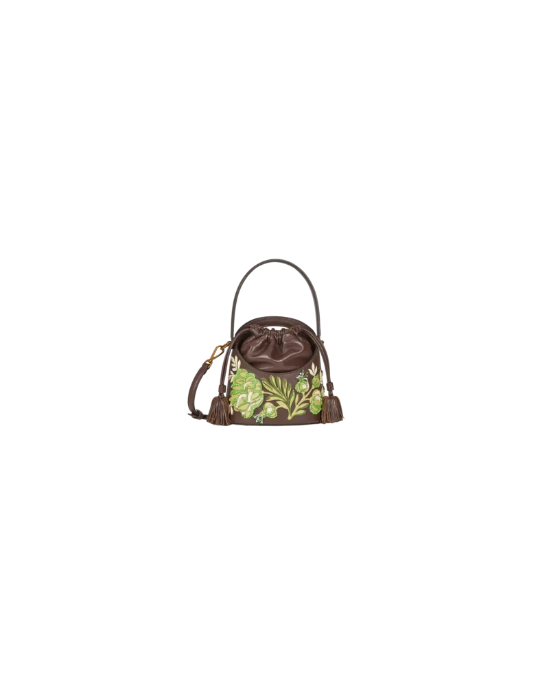 Etro Mittlere Saturno-tasche Mit Stickerei, Damen, Braun Braun