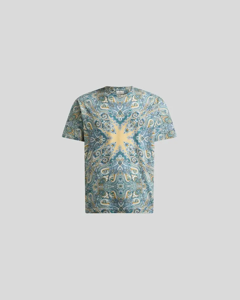 Etro T-shirt Aus Baumwolle Mit Paisley-pochette-motiv, Herren, Grün, Größe Grün