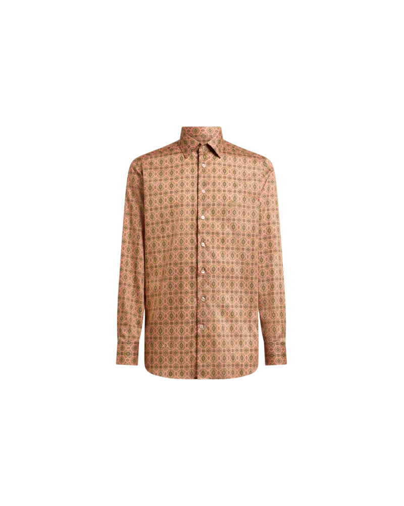 Etro Hemd Aus Satin Aus Baumwolle Mit Medaillon-motiv, Herren, Rosa, Größe Rosa