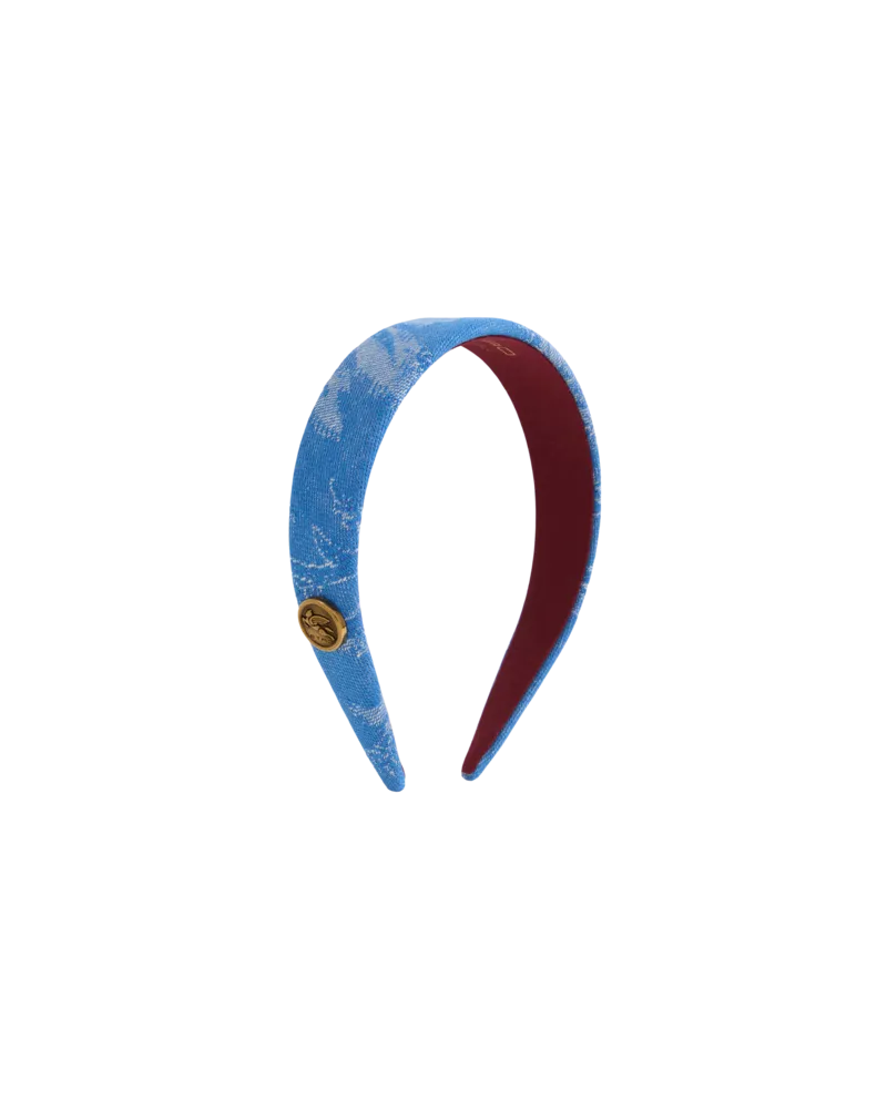 Etro Haarreif Aus Jacquard-denim, Damen, Hellblau Hellblau