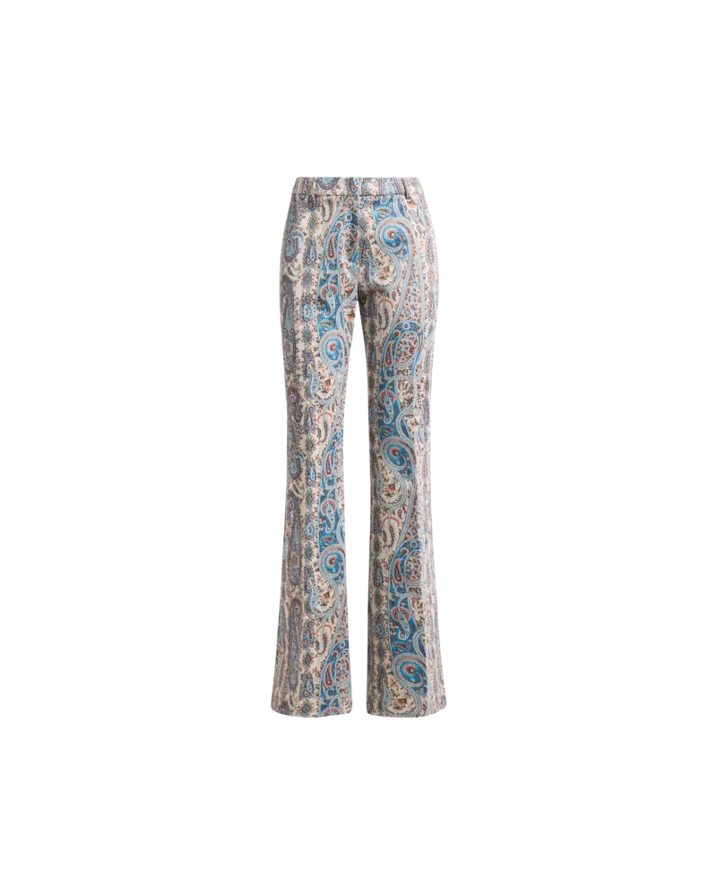 Etro Flared Jacquard-hose Aus Einer Baumwollmischung Mit Paisley-foliage-motiv, Damen, Multicolor, Größe Multicolor