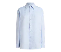Jacquard-hemd Aus Leinen Und Baumwolle Mit Paisley-motiv, Damen, Hellblau, Größe