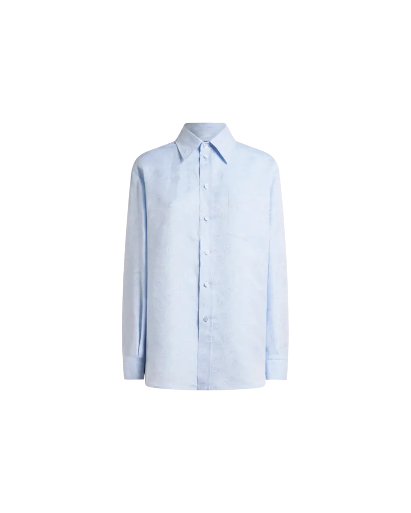 Etro Paisley Linen And Cotton Jacquard Shirt, Damen, Hellblau, Größe Hellblau