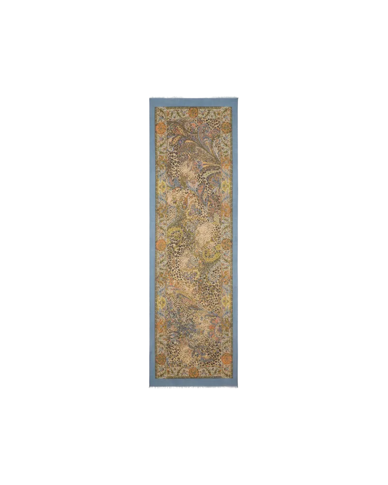 Etro Schal Aus Einer Kaschmirmischung Mit Paisley-animal-motiv, Damen, Pulverblau Pulverblau