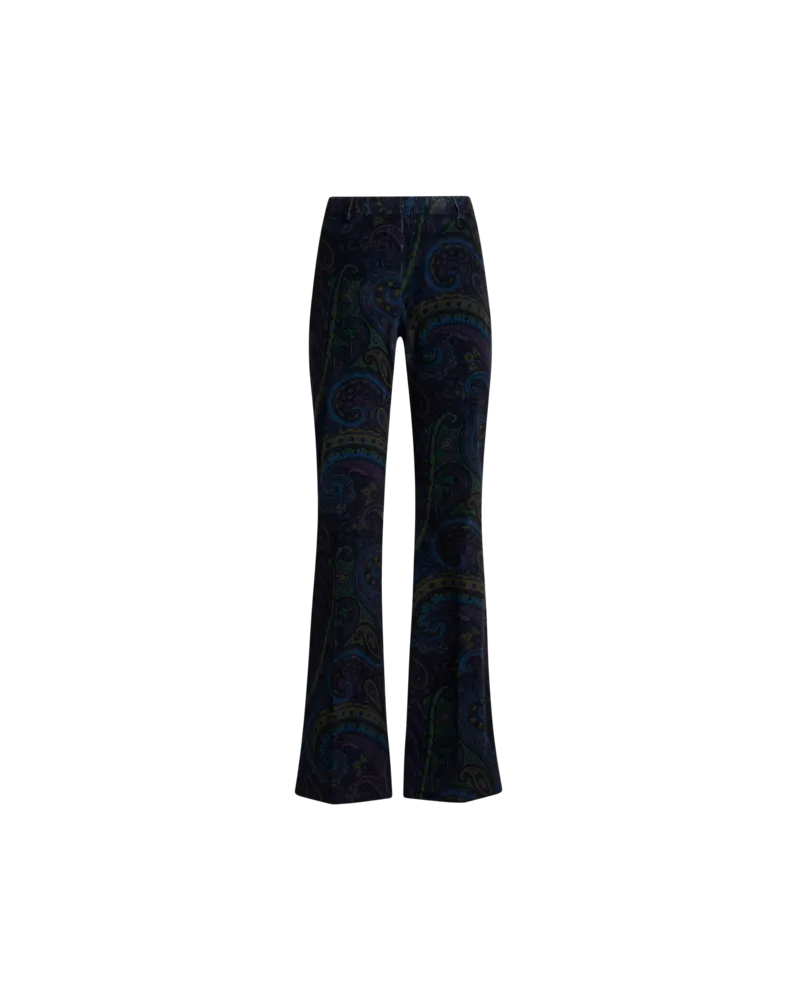 Etro Hose Aus Cordsamt Mit Print, Damen, Blau, Größe Blau