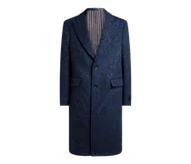 Mantel Aus Wolle Und Kaschmir Mit Jacquardmuster, Herren, Blau, Größe