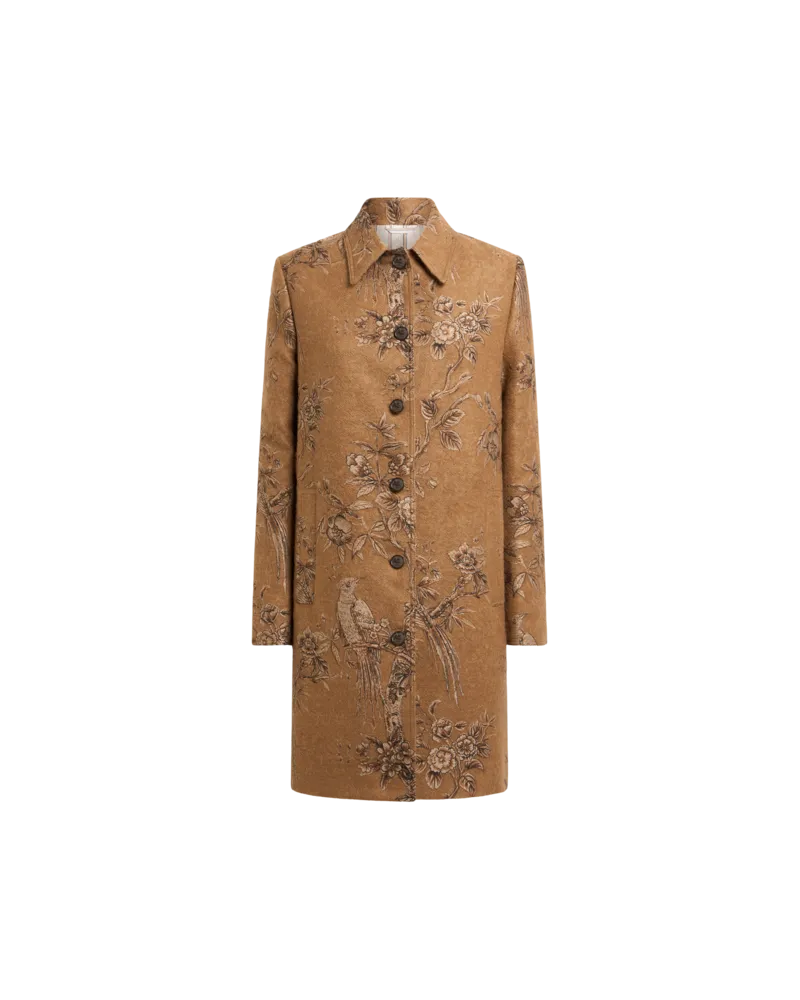 Etro Jacquard-mantel Mit Natur-motiv, Damen, Beige, Größe Beige