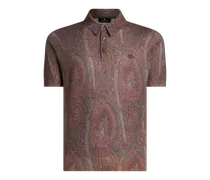 Poloshirt In Strick Mit Paisley-print, Herren, Bordeaux, Größe