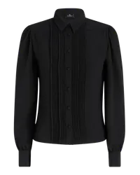 Etro Zarte Seidenbluse Mit Plissee, Schwarz Schwarz