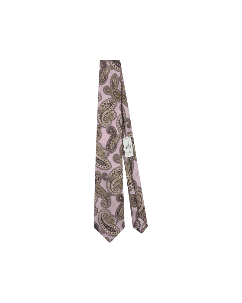 Etro Krawatte Aus Seidenjacquard Mit Paisleymuster, Herren, Rosa Rosa