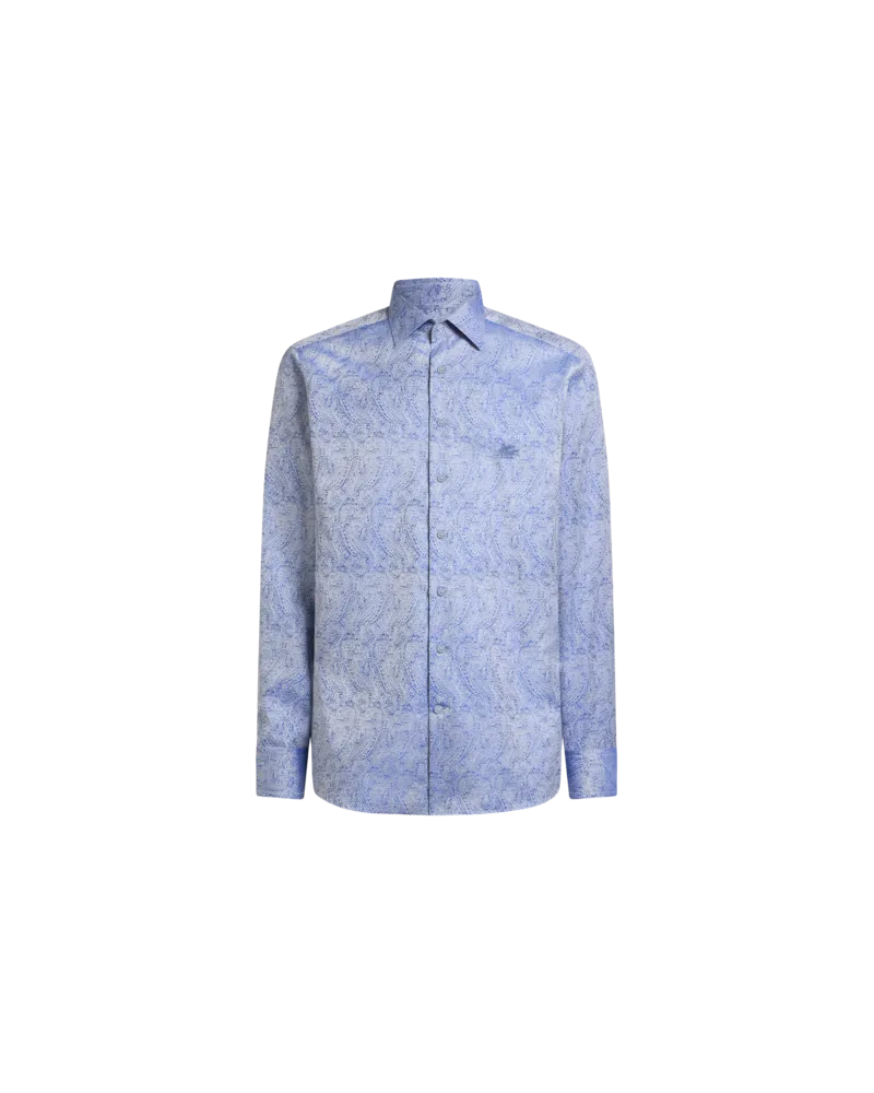 Etro Jacquard-hemd Aus Baumwolle Mit Paisley-motiv Und Pegaso-stickerei, Herren, Hellblau, Größe Hellblau