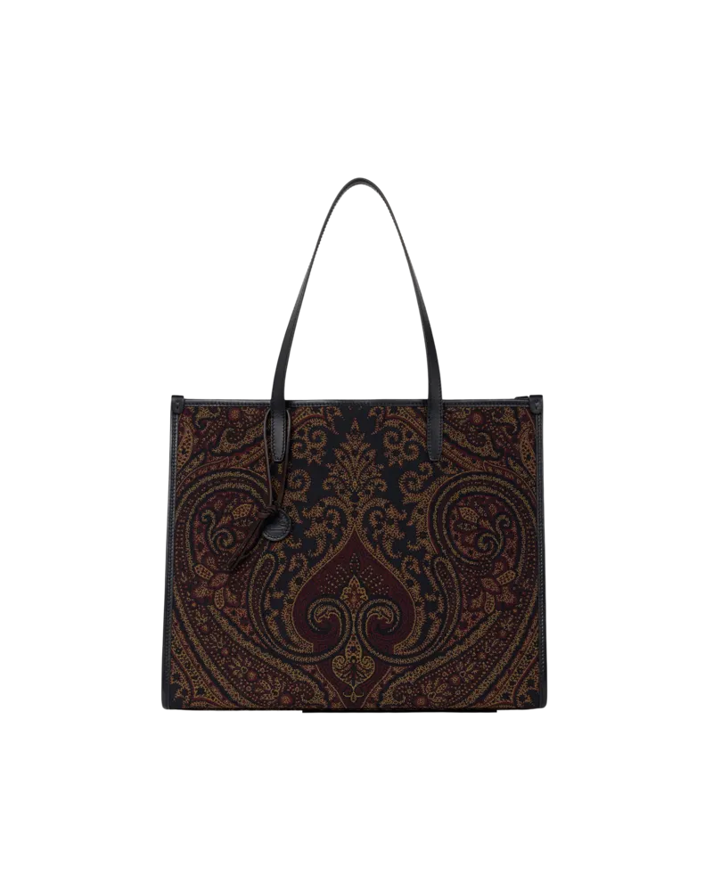 Etro Tasche Love Trotter Gross Aus Jacquardgewebe Mit Paisley-motiv, Damen, Navyblau Navyblau