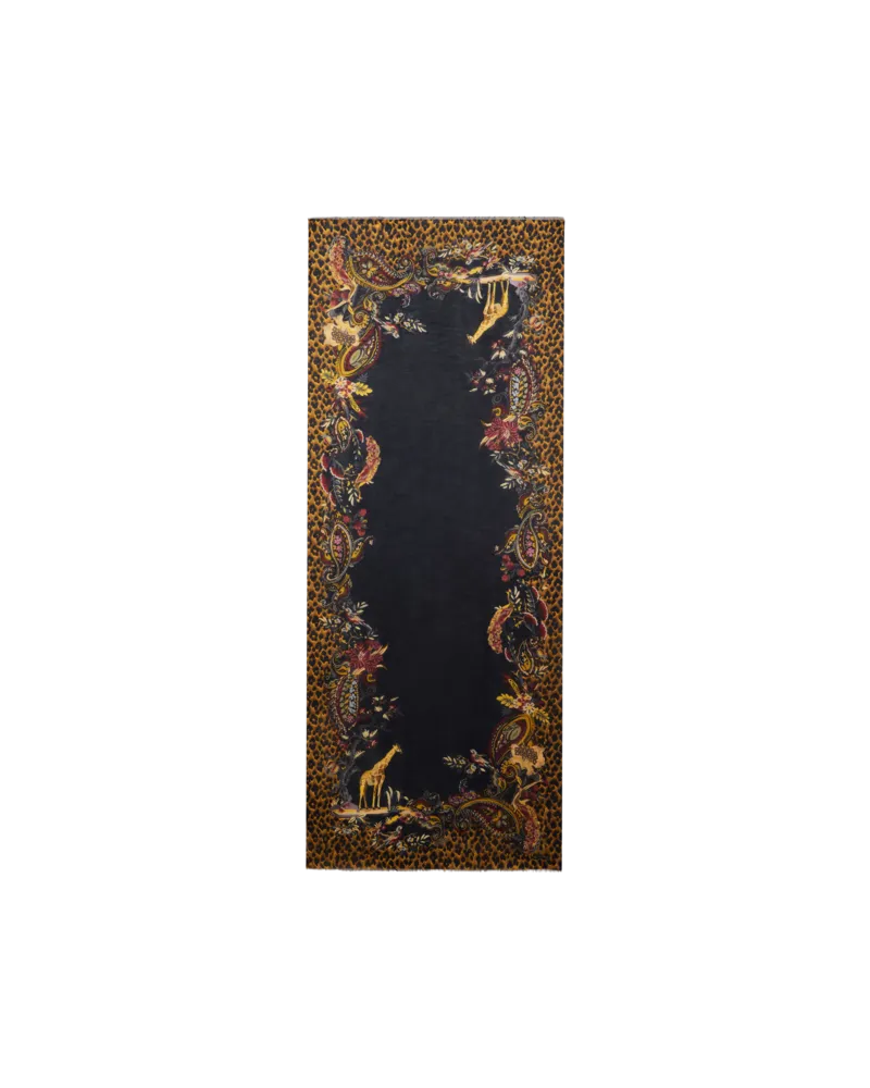 Etro Schal Aus Modal Und Kaschmir Mit Animal- Und Paisley-print, Damen, Schwarz Schwarz