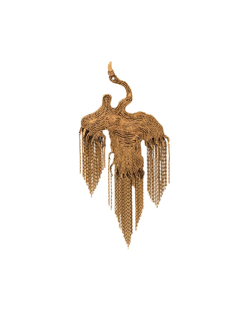 Etro Phönix-brosche Aus Messing Mit Fransen, Damen, Gold Gold