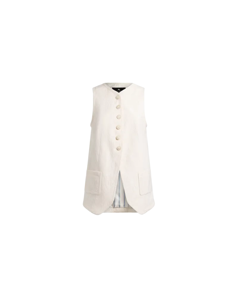 Etro Jacquard-weste Aus Einer Stretch-baumwollmischung Mit Rebrodé-spitze, Damen, Weiß, Größe Weiß