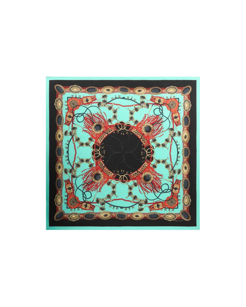 Etro Foulard Aus Seide Mit Schmuck-motiv, Damen, Hellblau Hellblau