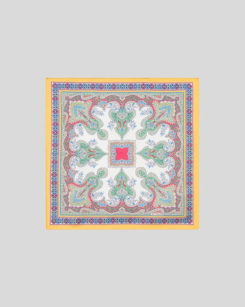 Etro Pochette Aus Seide Mit Floralem Paisley-motiv, Herren, Multicolor Multicolor