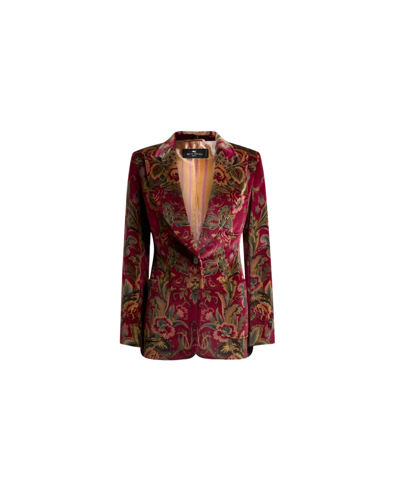 Etro Jacke Aus Samt Mit Druck, Damen, Bordeaux, Größe Bordeaux