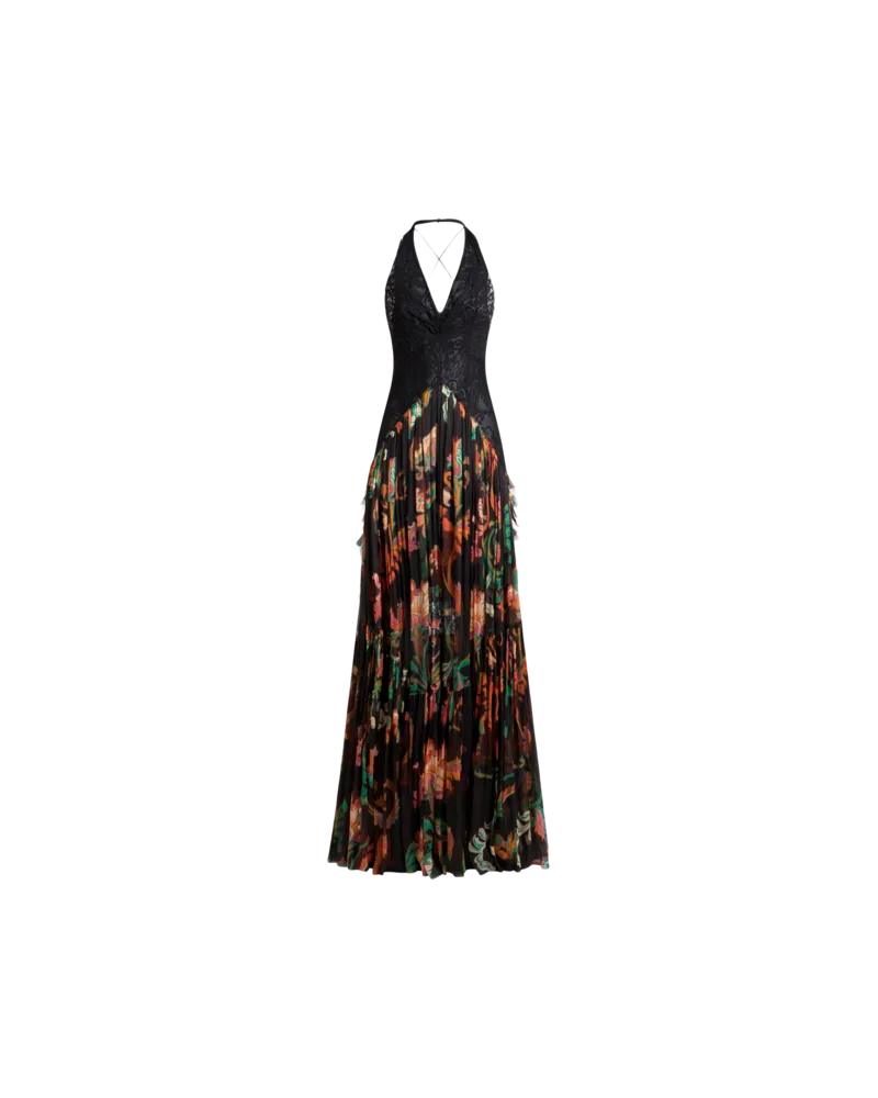 Etro Langes Kleid Aus Seide Mit Volant, Damen, Multicolor, Größe Multicolor