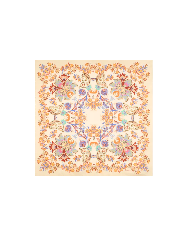Etro Halstuch Aus Bedruckter Seide, Damen, Beige Beige