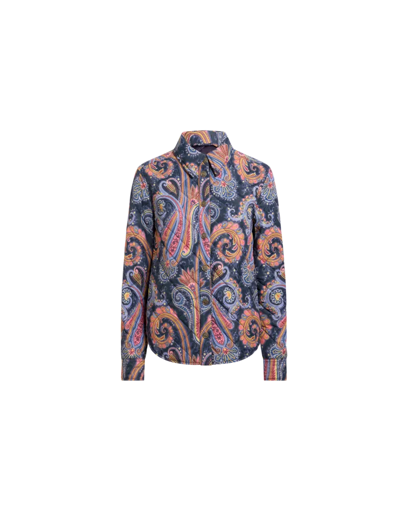Etro Abgesteppte Overshirt-jacke Mit Paisley-motiv, Damen, Blau, Größe Blau