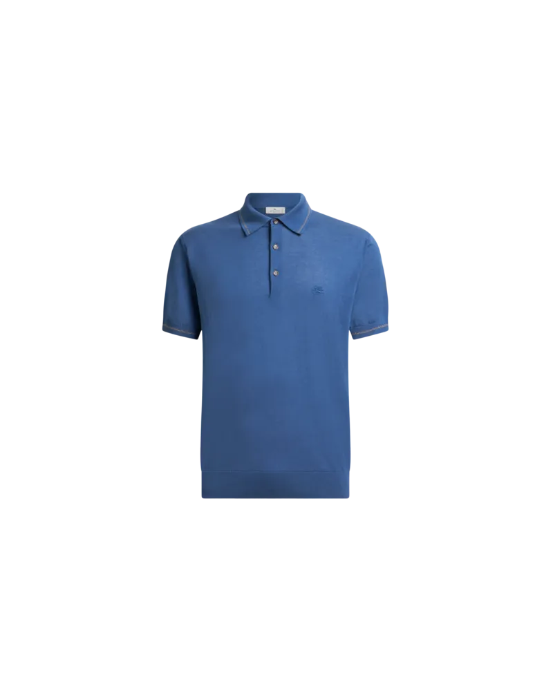 Etro Poloshirt Aus Baumwolle Mit Pegaso, Herren, Blau, Größe Blau