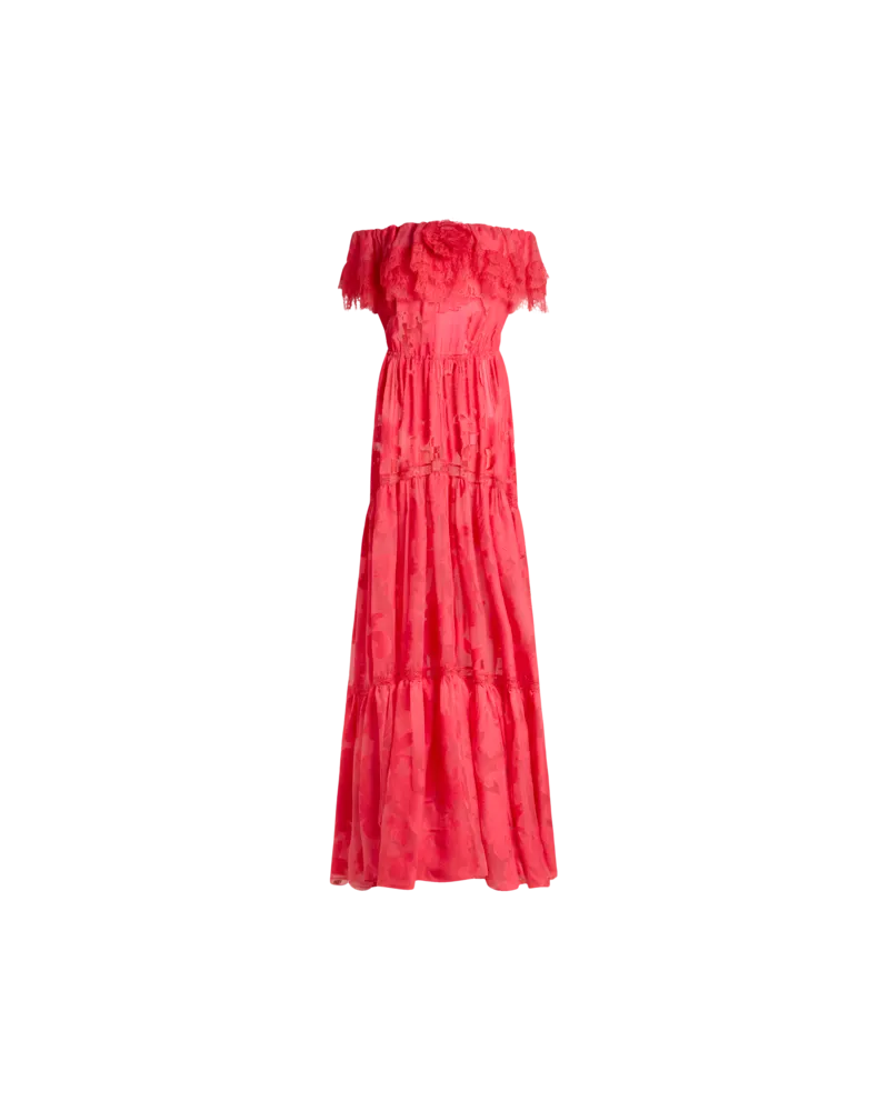 Etro Langes Jacquard-kleid Aus Einer Seidenmischung Mit Floralem Paisley-motiv, Damen, Rot, Größe Rot
